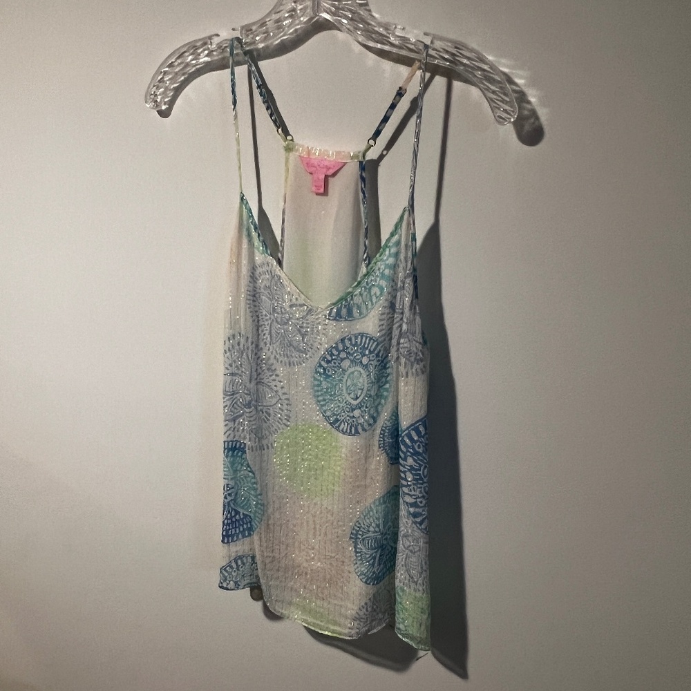Lilly Pulitzer Silk & Metallic Top